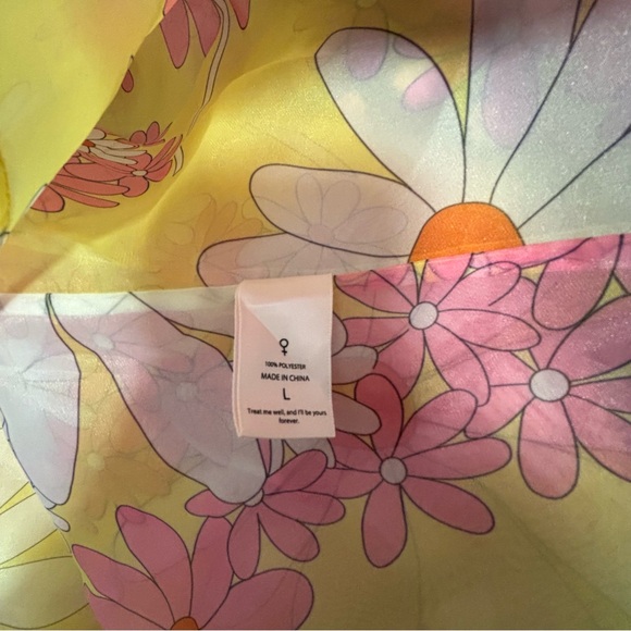 💫NWT💫Selkie French Puff Midi Dress Goldie Yellow Pink Daisy Floral Print L - Picture 7 of 11